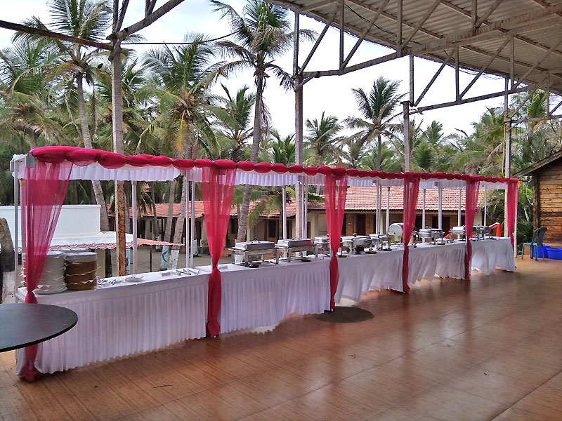 Buffet dining arrangement in Bluebay Beach Resort, ECR, Chennai