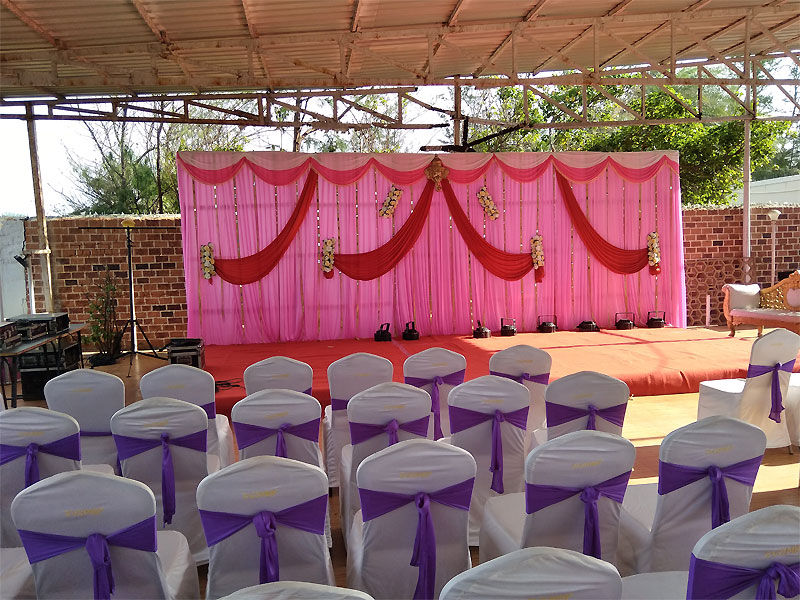 Stage and seating arrangement in Bluebay Beach Resort, ECR, Chennai